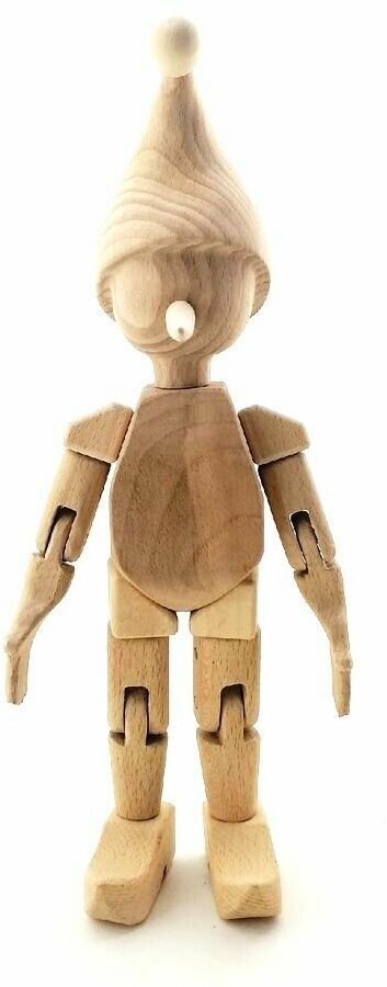 Буратино средний 35 см, для росписи/авторская деревянная кукла
