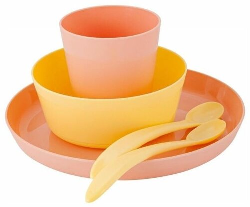 Набор детской посуды Lalababy (тарелка, миска, стаканчик, 2 ложки) персиковая карамель LA1600