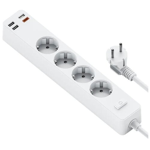 Сетевой фильтр WiWU Power Strip EU, 4*AC+3*USB+ 1*USB-C PD20W, 160см, Белый