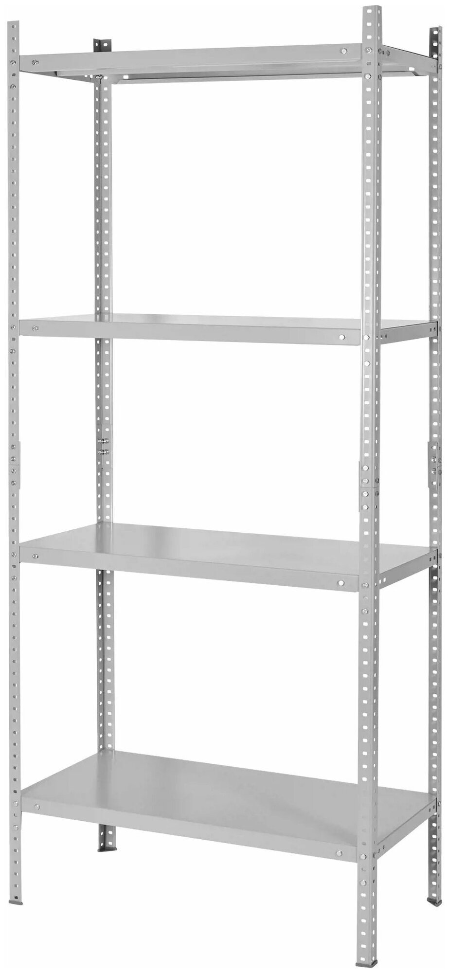 Стеллаж металлический 4 полки 180x80x40 см 100 кг на полку цвет серый