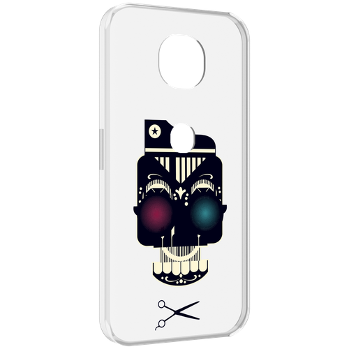 Чехол MyPads черно белый скелет с яркими глазами для Motorola Moto G5S (XT1799-2) задняя-панель-накладка-бампер