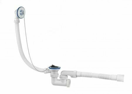 фото Сифон для ванны плоский, чашка плас.70мм, 1 1/2"х40, 182-500мм, Dn 40/50, ВИР 30980241