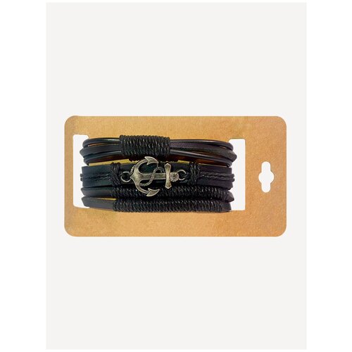 Комплект браслетов, металл, диаметр 9 см, серый, черный мужской многослойный кожаный браслет