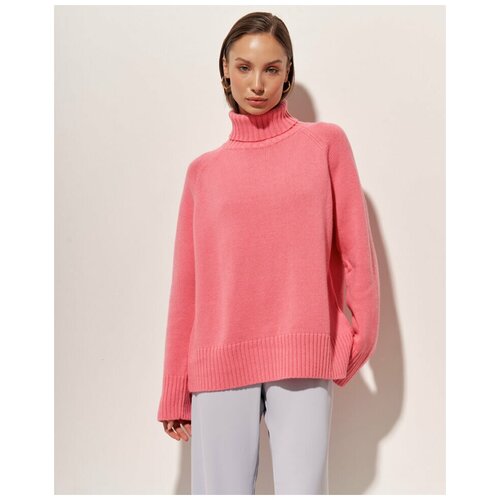 Свитер Cashenelle, кашемир, длинный рукав, свободный силуэт, размер onesize, коралловый