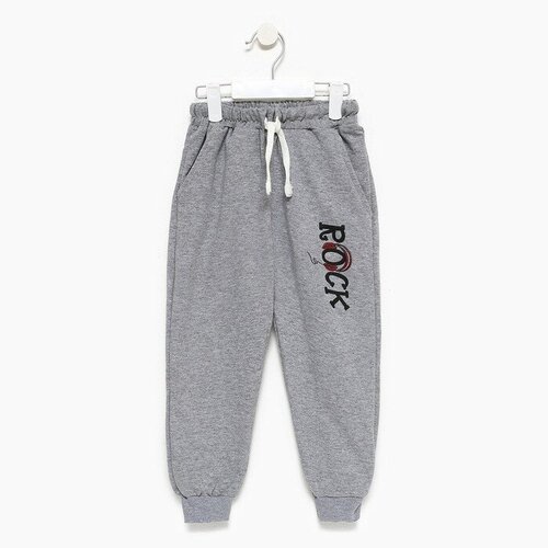 фото Брюки для мальчика с принтом, цвет серый меланж, рост 122-128см 9629432 . gorodok