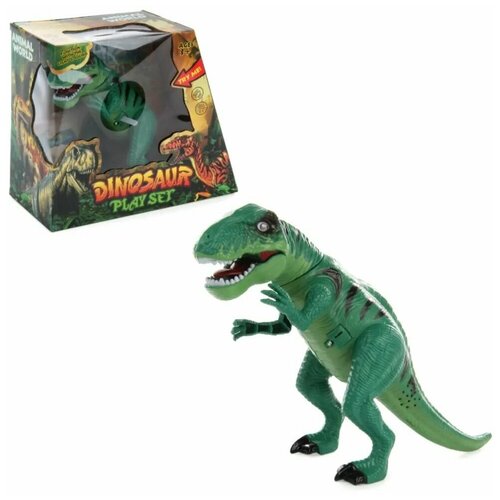 Игрушка фигурка робот динозавр Тираннозавр на батарейках для мальчика, издает звуки, светится, двигает лапами