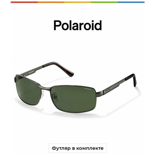 Солнцезащитные очки Polaroid, черный, зеленый