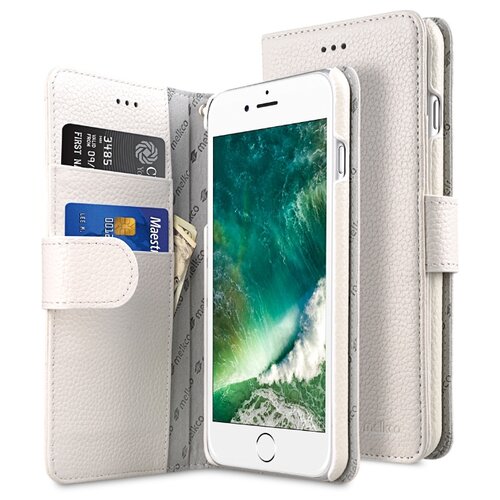 фото Кожаный чехол книжка melkco для iphone 7 plus/8 plus (5.5") - wallet book type - белый