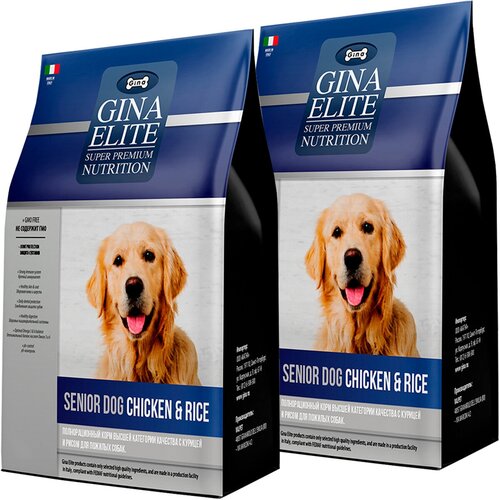 GINA ELITE SENIOR DOG CHICKEN & RICE для пожилых собак с курицей и рисом (8 + 8 кг) dado dog senior large chicken