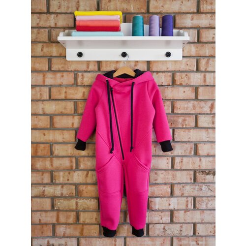 фото Комбинезон babymaya для девочек, футер, на молнии, карманы, размер 24/80, розовый
