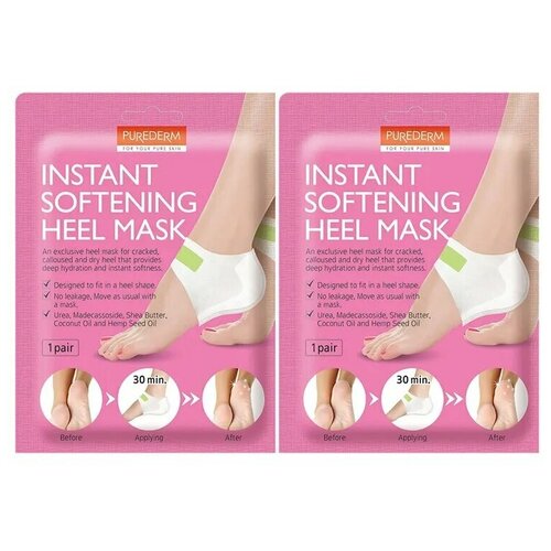 Purederm Instant Softening Heel Mask Смягчяющие педикюрные носочки для ног, 1 пара, 1 пара