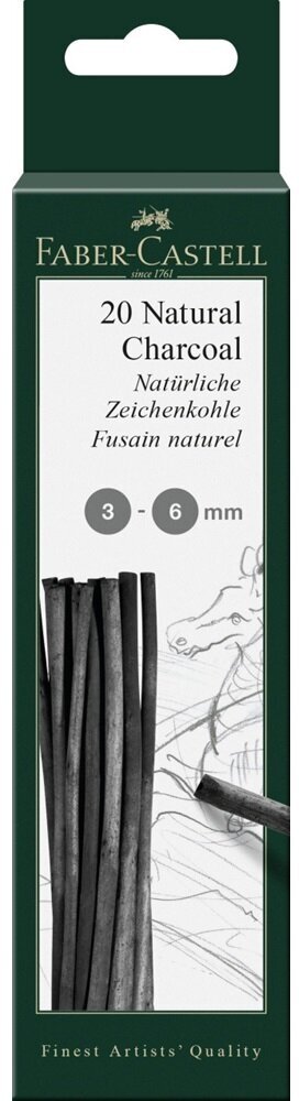 Натуральный уголь Faber Castell Натуральный уголь PITT Monochrome 3-6 мм 20 шт.