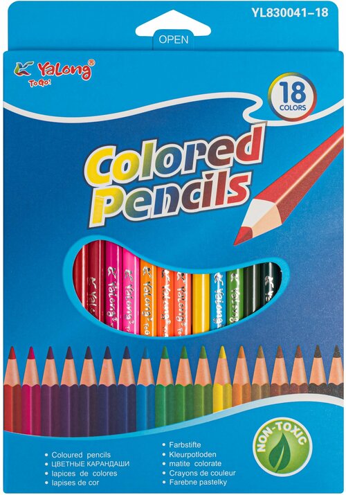 Цветные карандаши Croco Gifts 18 штук, разноцветные, синяя коробка