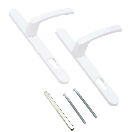 Комплект ручек для узкопрофильных замков ЛДМ FURAL 85.70.25.02.9016 белый с пружиной / Ручки для калитки / Ручки для пластиковой двери / Ручки для алюминиевой двери / Для дверей ПВХ