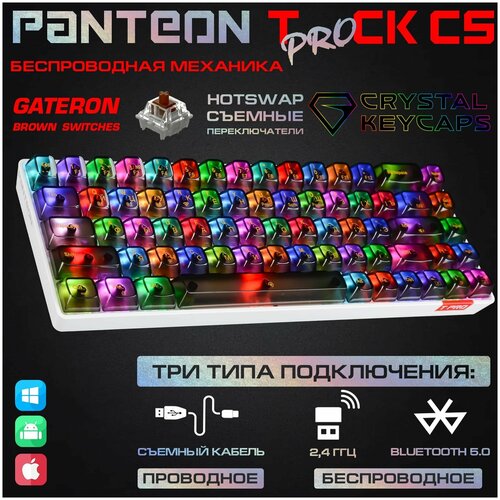 Механическая игровая клавиатура TKL 65 С led-подсветкой FULL RGB LIGHT PANTEON T PRO CK СS GATERON BROWN SWITCHES белая-черная 399000₽