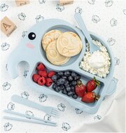 Детская посуда Набор Слоненок детская тарелка, ложка, вилка, голубой