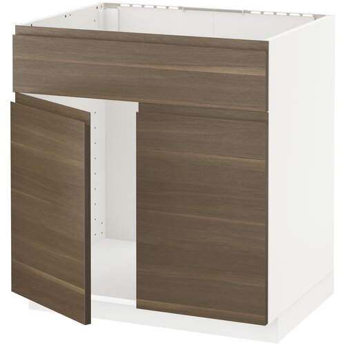Шкаф для кухни ИКЕА МЕТОД, (ШхГхВ): 80х62.1х80 см, белый/воксторп под грецкий орех