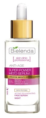 Bielenda Skin Clinic Professional Super Power Mezo Serum Активная омолаживающая сыворотка для лица anti-age ночная ретинол и коэнзим Q10, 30 мл
