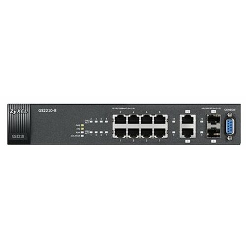 Коммутатор ZYXEL GS2210-8 L2 switch rack 19 8xGE 2xCombo SFP RJ-45 silent GS2210-8-EU0101F 1245800₽