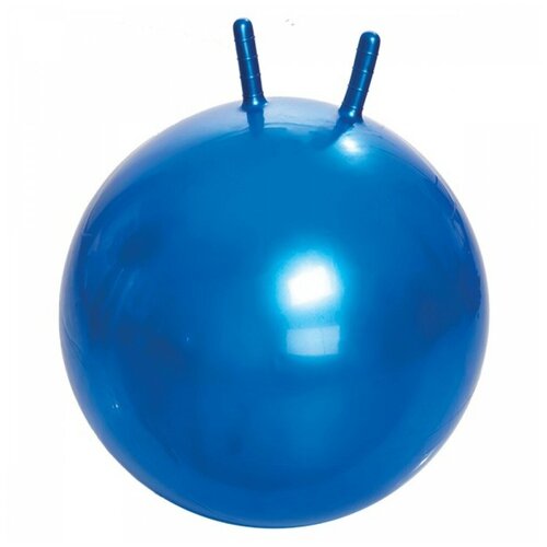 Гимнастический мяч детский с рожками, с насосом, 65см (синий)