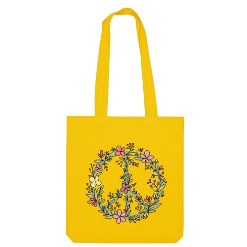Сумка шоппер Us Basic, желтый сумка хиппи знак мира цветочный пастельный пацифик желтый