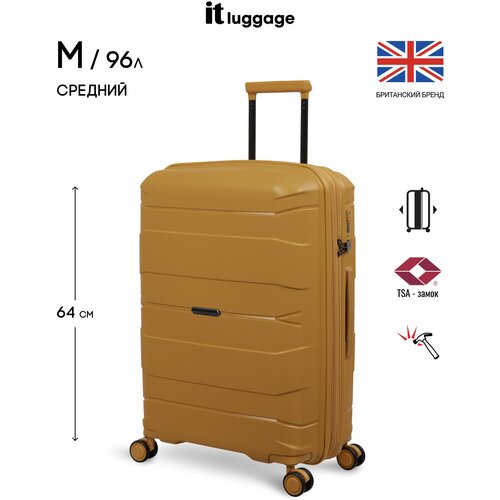 фото Чемодан на колесах it luggage/средний размер - m/96л/полипропилен/увеличение объема/желтый