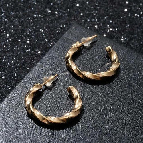 фото Серьги-кольца "рассвет" солнце, d=2.8 см, цвет золото, queen fair