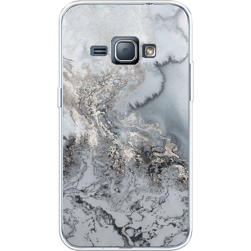 Силиконовый чехол на Samsung Galaxy J1 2016 / Самсунг Галакси Джей 1 2016 Морозная лавина серая