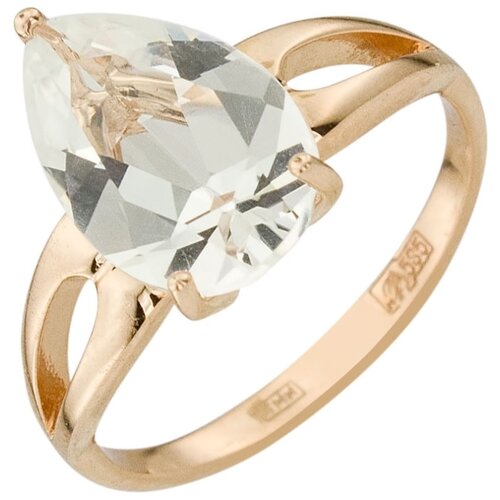 фото Aloris кольцо капля с 1 горным хрусталем из красного золота 056гх, размер 18