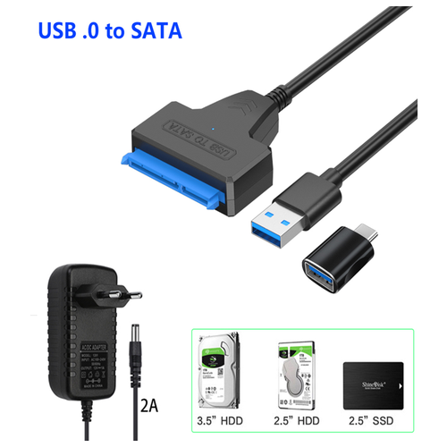 Кабель-переходник для HDD SATA USB 3.0 с доп. питанием кабель переходник для hdd sata usb 3 0 с доп питанием двойной usb