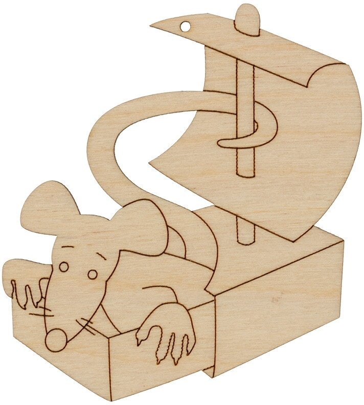 Заготовка для декорирования "Mr. Carving" ВД-772 Подвеска "Крыса" фанера 9 х 10 х 0.3 см в коробке (9х8 см) 5 штук