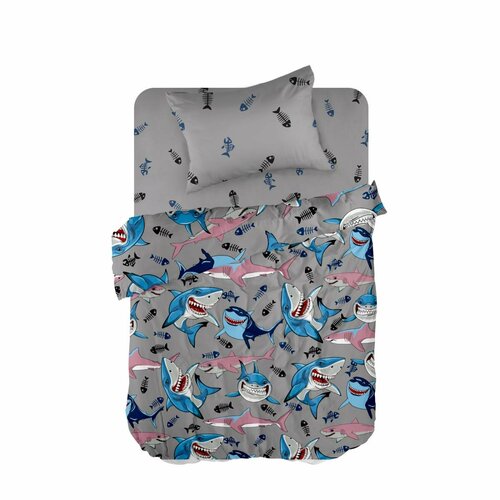 КПБ 1.5 перкаль kids (70х70) рис. 60058-1/60073-1 Watch out, sharks