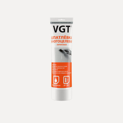 Изображение товара Шпатлевка Вододисперсионная Многоцелевая VGT 0.33кг Акриловая для Наружных и Внутренних Работ / ВГТ.