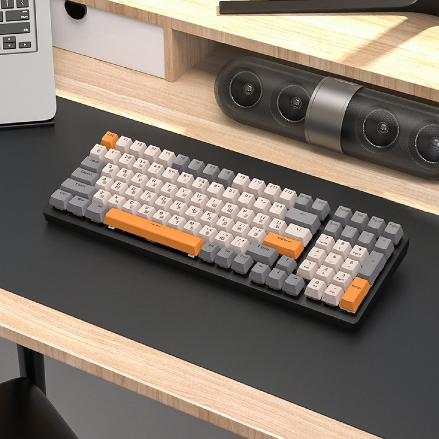 Комплект мышь клавиатура беспроводная механическая русская Wolf К6 + Hot-Swap мышка Х1 с подсветкой набор для компьютера ноутбука mouse keyboard
