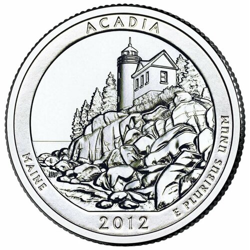 (013d) Монета США 2012 год 25 центов Акадия Медь-Никель UNC монета сша 25 центов 1970 год 4 7