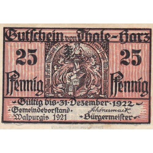 Германия (Веймарская Республика) Тале-ам-Гарц 25 пфеннигов 1921 г. (№1)