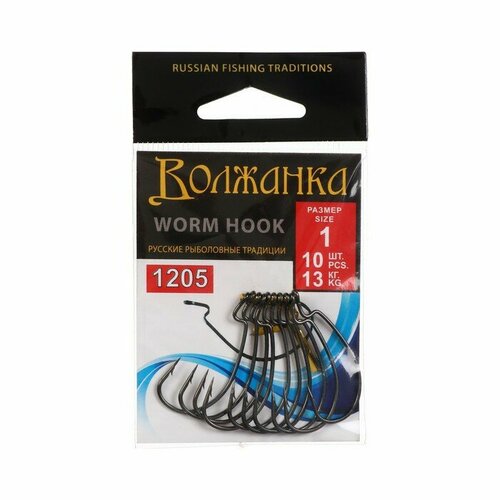 фото Крючки volzhanka worm hook № 1, 10 шт