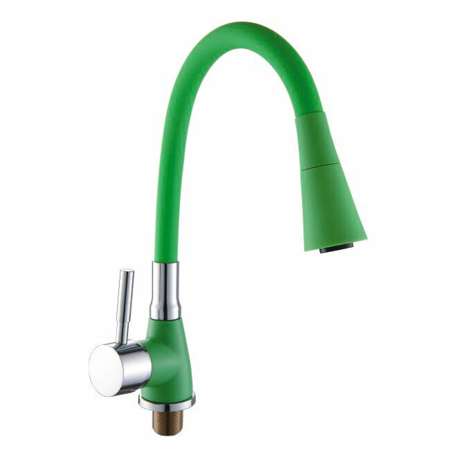 фото Смеситель для кухни с гибким изливом Potato зеленый (P36284-11)