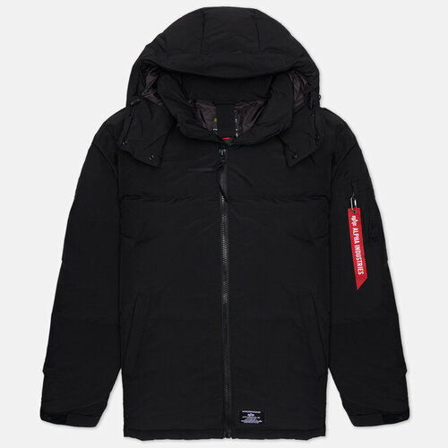 Пуховик ALPHA INDUSTRIES, силуэт прямой, подкладка, размер s, черный