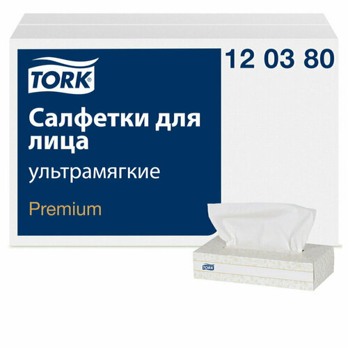 Салфетки косметические 100 штук в картонном боксе, 2-слойные, TORK Premium (Система F1), 120380, 126560