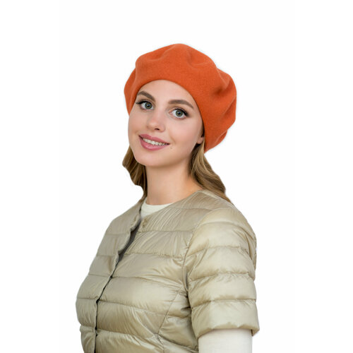 фото Берет tonak, демисезон/зима, шерсть, утепленный, размер 58-59, оранжевый