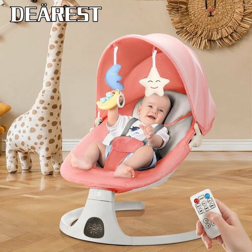 фото Электронные качели, шезлонг для новорожденных 3 в 1 dearest pro max pink для новорожденных!