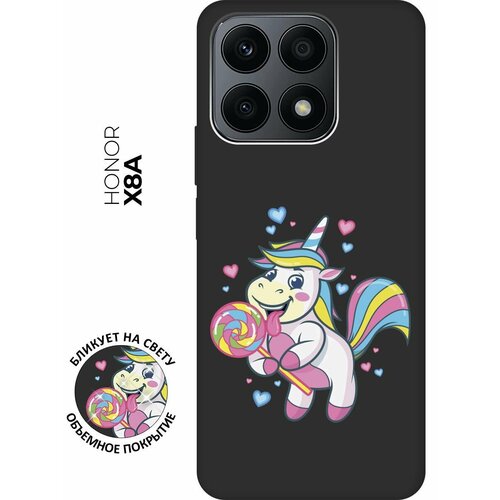 Матовый чехол Unicorn and candy для Honor X8a / Хонор Х8А с 3D эффектом черный матовый чехол bull and poo для honor x8a хонор х8а с 3d эффектом желтый