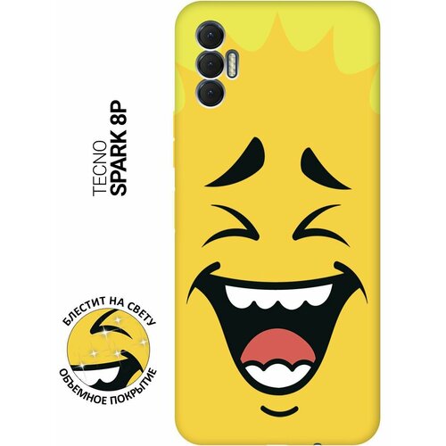 Силиконовый чехол на Tecno Spark 8P / Техно Спарк 8Р Silky Touch Premium с принтом Laughing Face желтый матовый soft touch силиконовый чехол на tecno spark 8p техно спарк 8р черный