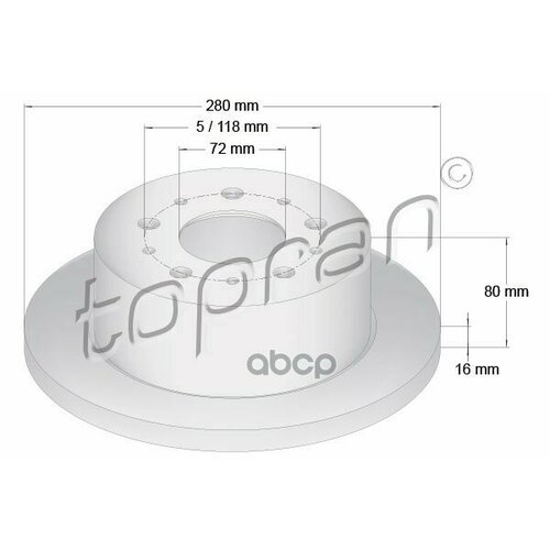 Диск Тормозной (Замена Для Hp-722596755) topran арт. 722596001