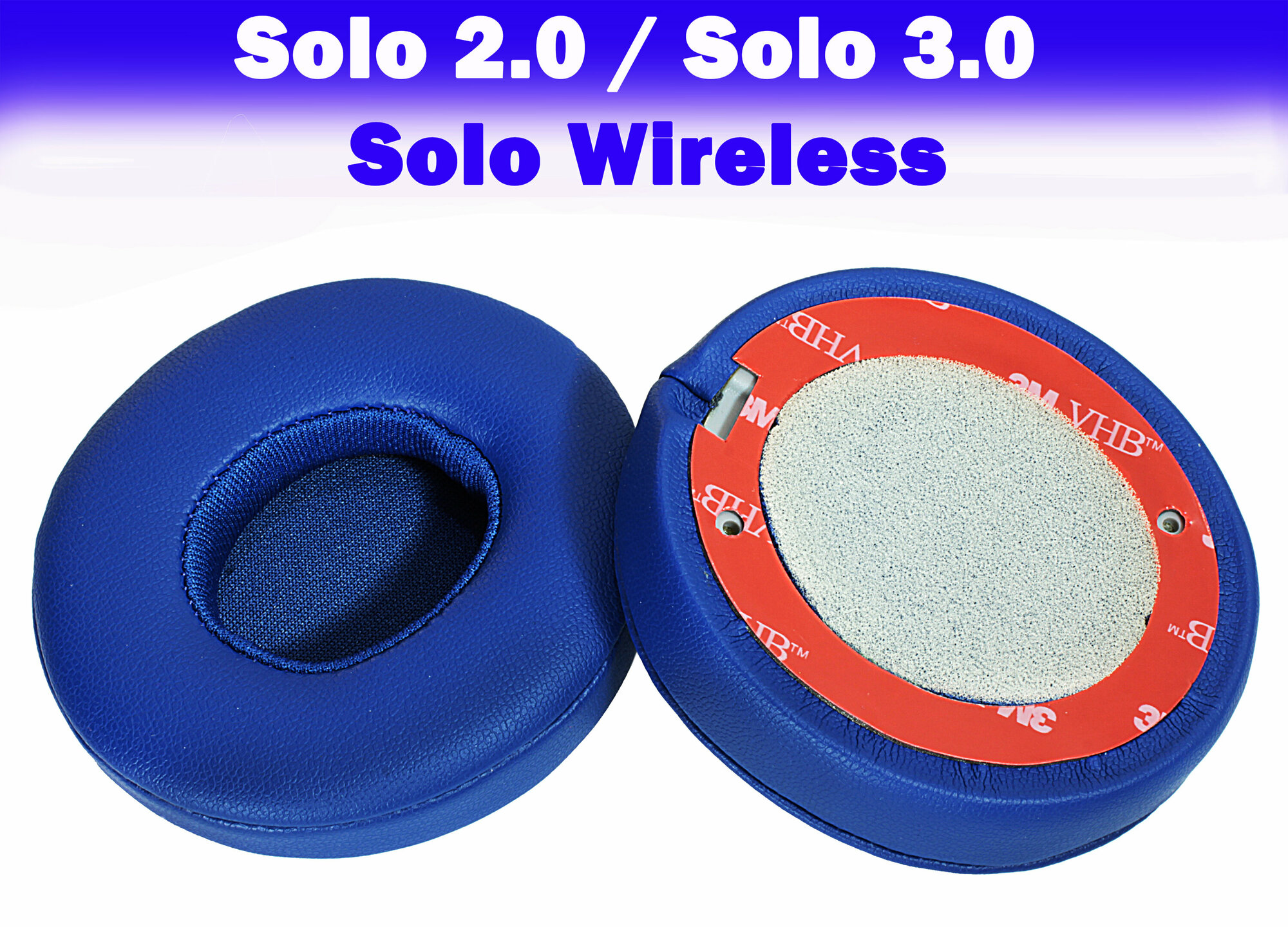 Амбушюры для наушников Beats Solo 2.0 Wireless / Solo 3.0 Wireless, совместимы с проводными Solo 2.0 / Solo 3.0 синие