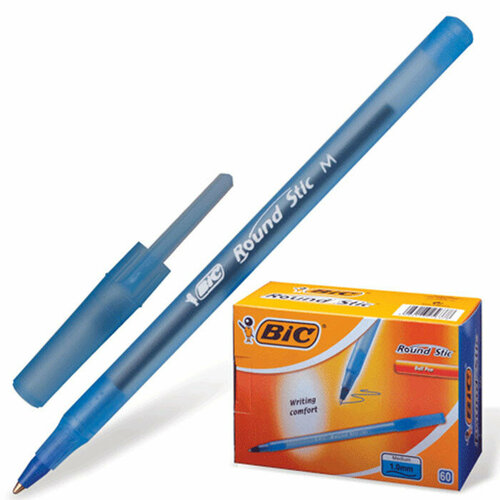 Ручка шариковая прозрачный корпус (BIC) Round Stic син 1мм арт. BC893212. Количество в наборе 60 шт.