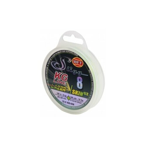 Леска плетёная WFT KG SLIGG LAZER SKIN G2 x8 Chartreuse150/008