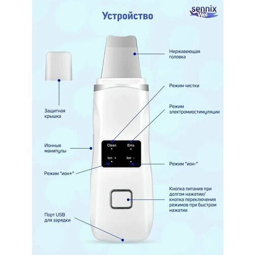 Sennix Аппарат для ультразвуковой чистки лица с 3 режимами работы 89400₽