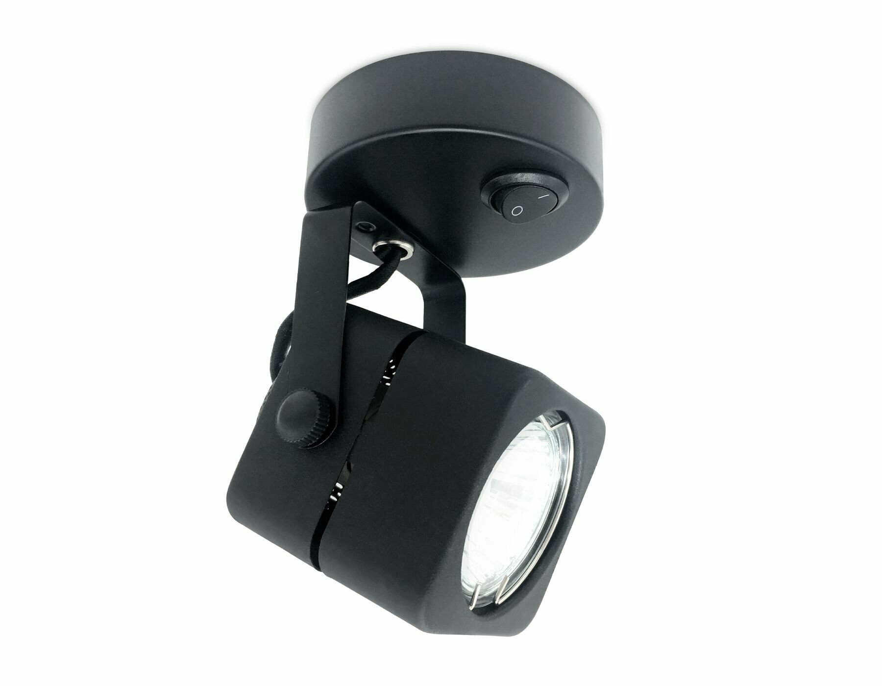 Накладной поворотный светильник с выключателем, GU10 D80*130*D60, черный